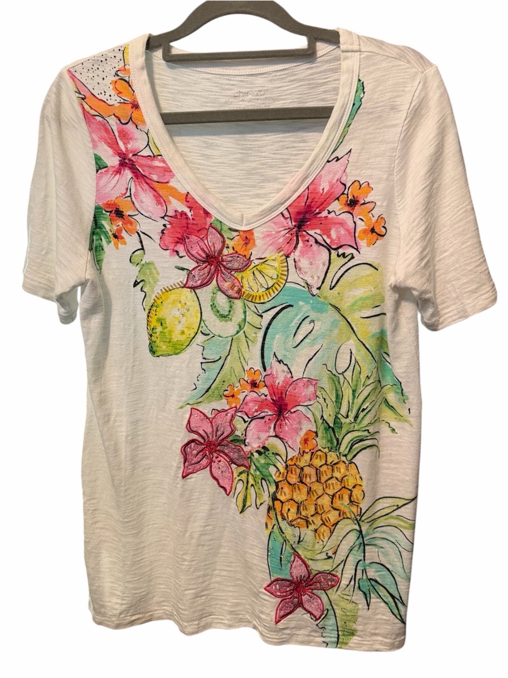Chicos Ultimate Tee - sequins embroidery
